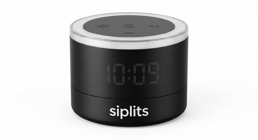 Siplits Modern LED Ambient Desk Clock - Dimmable Ring Light & Digital Alarm