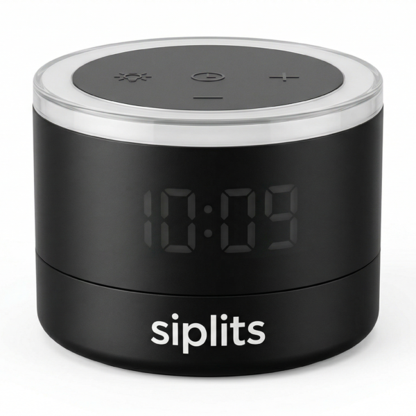 Siplits Modern LED Ambient Desk Clock - Dimmable Ring Light & Digital Alarm